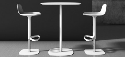 Bonnie stool, in white, shown with Clyde table